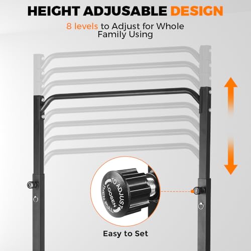 Pull Up Station, Power Tower Adjustable Pullup Bar Free Standing, Heavy Duty Multifunction Strength Training Pull Up Bar, Gym Workout Fitness Equipment Chin up Bar for Home Outdoor, 440LBS Capacity - color: Black
