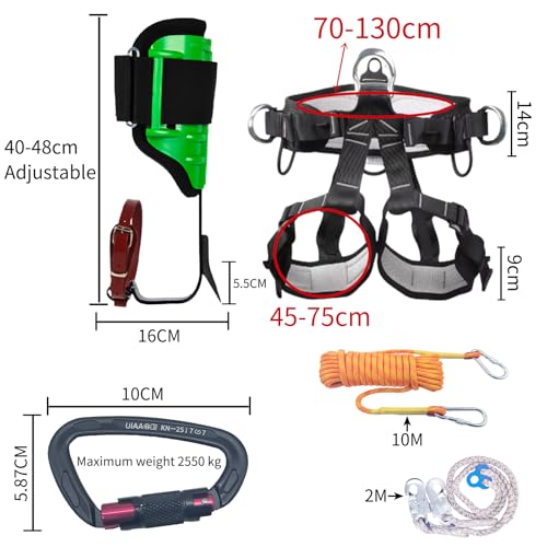 Tree Climbing Gear, Tree Climbing Spikes，Arborist Equipment for Climbers, Hunting, Fruit Picking ，Logging Etc - size: Tree Climbing Gear Green D