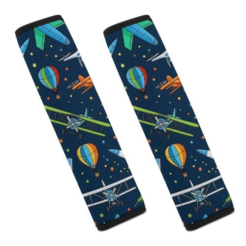2 Piece Planes Blue Airplanes Car Seat Belt Pad Breathable Seat Belt Cushion for Child, Stroller Pushchair High Chair, Easy Install (No Tool) - color: Pattern 354