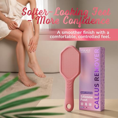 SILKLE Nano Glass Foot File - Foot Callus Remover for Feet & Foot Scrubber | Silicone Grip for Non-Slip Control - Foot Scrubber for Dead Skin, Heel Scraper for Cracked Heels & Foot Exfoliator - Pink - style: Pink
