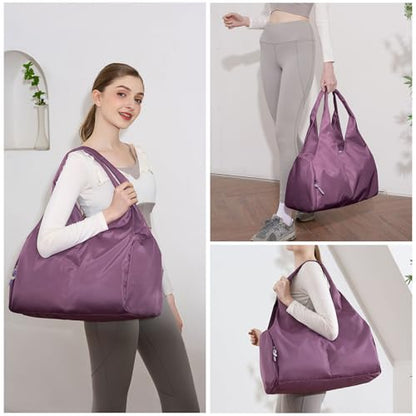 forestfish Yoga Gym Bag for Women with Shoes Compartment & Wet Dry Storage Pockets Lightweight Duffel Bag, Purple - color: Purple