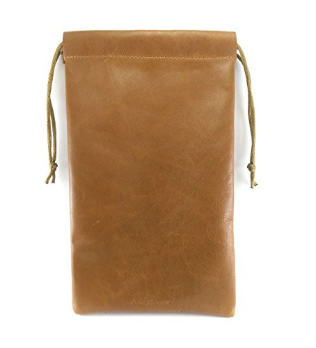 Multiple use Lambskin Leather Pouch with Drawstrings: (15 cm X 20 cm) - color: Tan