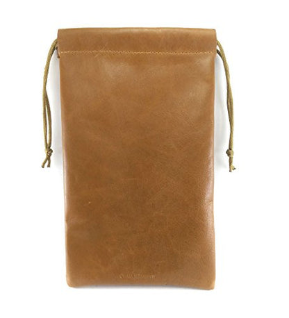Multiple use Lambskin Leather Pouch with Drawstrings: (Tan, 32 cm X 43 cm) - color: Tan