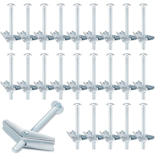 Yaocom 100 Pcs 1/4" x 3" Toggle Bolts Butterfly Screws Anchors Heavy Duty Wall Anchors for Drywall with Wing Nuts for Hanging Heavy Objects on Drywall - size: 1/4" X 3"
