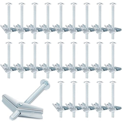 Yaocom 100 Pcs 1/4" x 3" Toggle Bolts Butterfly Screws Anchors Heavy Duty Wall Anchors for Drywall with Wing Nuts for Hanging Heavy Objects on Drywall - size: 1/4" X 3"