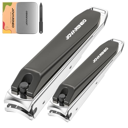 Nail Clipper Set,Premium Stainless Steel Fingernail and Toenail Clipper Cutters with Nail File and Catcher, Sharp Effortless Nail Clippers Tools for Men & Women - size: Black 2Pcs