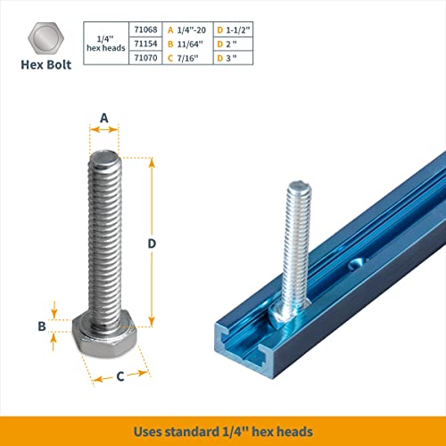 POWERTEC 71859 24 Inch x2 Universal T track with 100 Pcs Wood Screws, Double-Cut Profile T track with Predrilled Mounting Holes - size: 24" T track (2PK) w/ Wood Screws (100pcs)