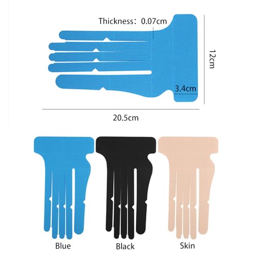 Precut Kinesiology Tape for Hand & Wrist Support, 6 Pcs Breathable Waterproof Kinesiology Recovery Tapes Finger Joint Support Tape, Hypoallergenic Latex-Free Elastic Athletic Tapes for Carpal Tunnel