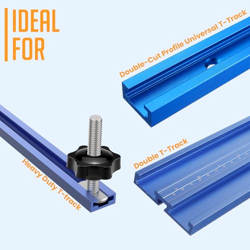 10 Sets 1/4"-20 T-Slot Fastener Kit | 1-1/4 Inch T Track Bolts with Star Knob Nuts | Heavy Duty Accessories | For Woodworking Fixture Installation - size: 1-1/4 Inch