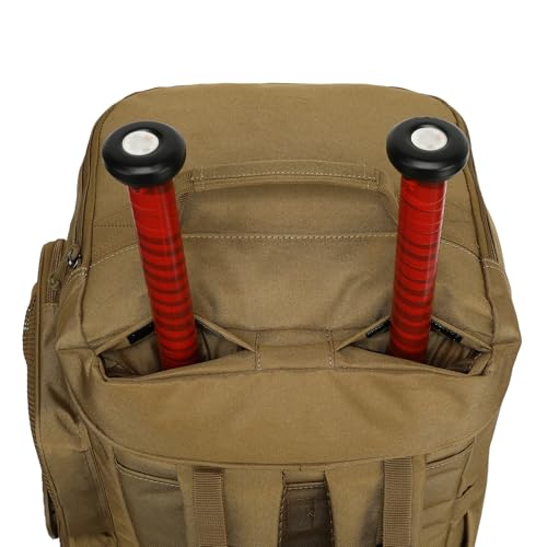 TUGUAN Large Baseball Softball Duffle Bag, 3 in 1 Baseball Equipment Duffel Backpack for Adult Youth, 65L Bat Bag with Shoes Compartment - 2 Bat Sleeves Fence Hook Hidden Dual Straps - color: Brown