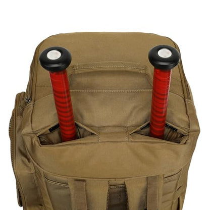 TUGUAN Large Baseball Softball Duffle Bag, 3 in 1 Baseball Equipment Duffel Backpack for Adult Youth, 65L Bat Bag with Shoes Compartment - 2 Bat Sleeves Fence Hook Hidden Dual Straps - color: Brown