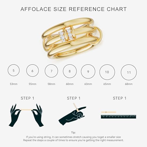 Gold Stackable Rings for Women Non Tarnish, Dainty 14K Gold/Silver Plated Cubic Zirconia Spinelli Ring Chunky Multi Rings Mixed Metals Ring Stack Set Non Tarnish Jewelry - color: Plain-Gold, size: 11