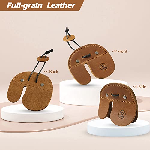 Ringsun Leather Archery Finger Tabs,Handmade Archery Finger Guard for Shooting Practice Gear, Recurve Bow Fingers Tab - color: Yellow Brown