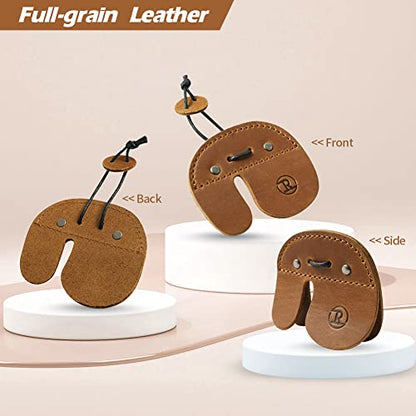 Ringsun Leather Archery Finger Tabs,Handmade Archery Finger Guard for Shooting Practice Gear, Recurve Bow Fingers Tab - color: Yellow Brown