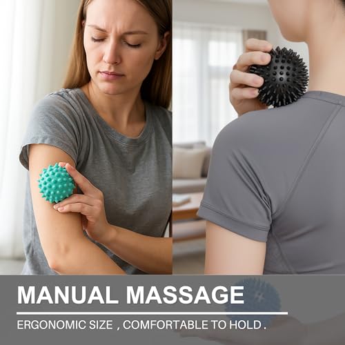 LEZER Spiky Massage Ball, Trigger Massage Point, Plantar Fasciitis, Deep Tissue Myofascial Release Tool, Foot Massager, Muscle Knot Relief, Physical Therapy, 3 in（Blue） - style: 01－3.0 in