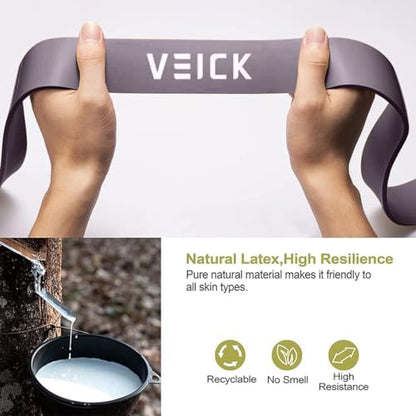 VEICK Pull Up Assist Resistance Bands for Home Gym | 100% Natural Latex, Non Slip Leather Texture, Space Saving, Versatile for Full Body Training, Home Gym - color: Green/Purple Set of 4 + Hand Grip Pads