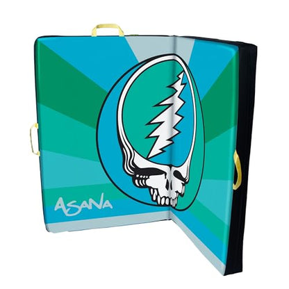Asana Superhero Bouldering Crash Pad - Deluxe Suspension, Triple Layer Dual Density Foam Structure, Heavy Duty Nylon - Premium Rock Climbing Crash Mat with Huge Landing Zone (57x40x4)