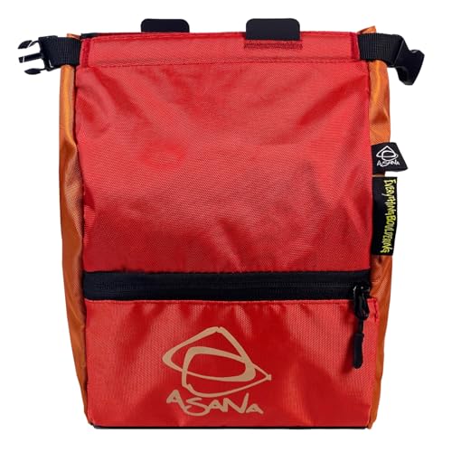 Asana Huckit Chalk Bucket Bouldering - Large XL Chalk Pot with Magnetic Tabs & Inner Buckle - Fleece Lining for Mess Reduction - Expanding Pockets & Brush Holders - Ideal for Climbing - color: Solaris