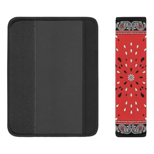 2PCS Red Paisley Bandana Seat Belt Cover Breathable Automotive Seat Belt Protector for Adult Use, Most Cars, Pressure Relief - color: Pattern 815