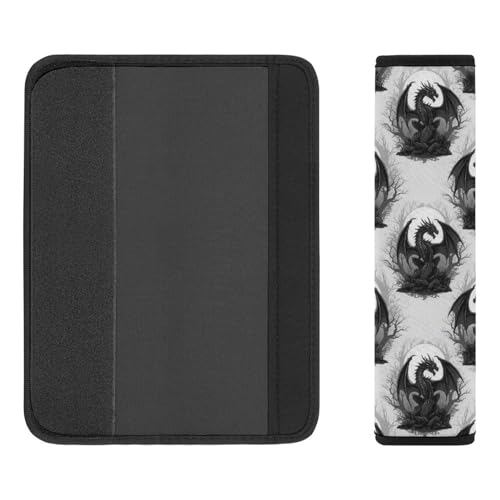 2PCS Black Dragon Cool Seat Belt Cover Breathable Seat Belt Cushion for Adults and Children, All Vehicles, Comfortable Driving - color: Pattern 1242