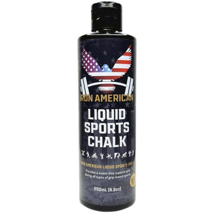 IRON AMERICAN Liquid Chalk - No-Mess Long-Lasting Grip Chalk for Weightlifting, Gymnastics, Rock Climbing, and Fitness Training - Advanced Hand Chalk for Gym - size: 1-PACK (250 mL)