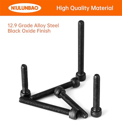M4 x 20mm 25mm 30mm 35mm 40mm Hex Socket Head Cap Screws Bolts, 12.9 Grade Alloy Steel, Black Oxide Finish, Allen Hex Drive, Metric Machine Fully Threaded, Assortment Kit 50PCS - size: M4 x 20/25/30/35/40mm (50PCS)