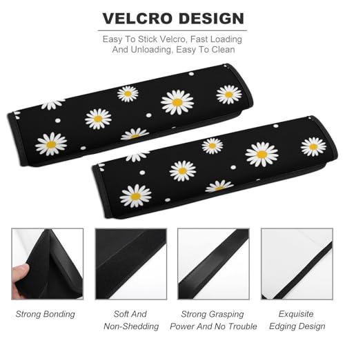 2 Pack Breathable Car Seat Belt Pad for Child, Stroller Pushchair High Chair, Floral Daisies Daisy Neck Strap Covers, Neck and Shoulder Support - color: Pattern 228