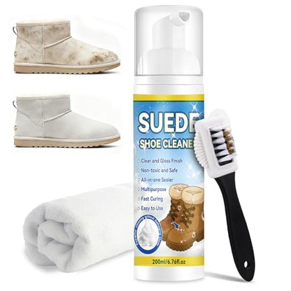 Suede Shoe Cleaner Kit, 6.76 Oz Nubuck & Suede Shoe Cleaning Kit, Sneaker Cleaner with Brush and Towel, Suede Cleaner for Shoes, Leather, Nubuck, Leather, Knit, Canvas