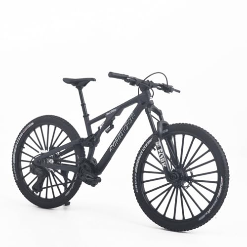 1:8 Scale Die-Cast Mini DS Dual Slalom Mountain Bike Toy FS Bicycle Model Alloy Mini Cake Topper Desktop Decoration Crafts for Cycling Lovers Bike Racers Athletes Children (Black) - color: Black