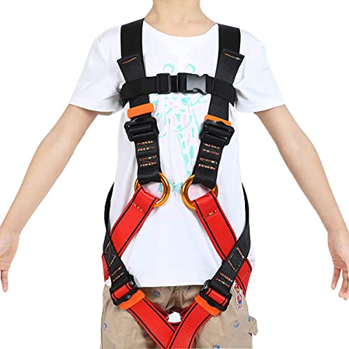 Kids Climbing Belt, Youth Full Body Safety Belt for Outdoor Expanding Training Caving, Zipline Belt Rappelling Equip - color: Size(7-10 Age)