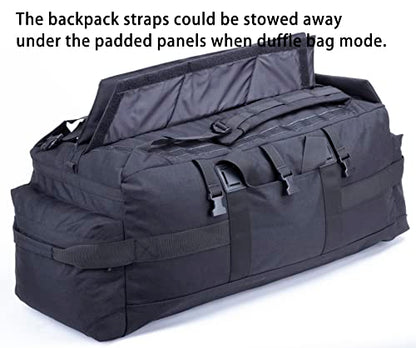 Large Military Duffle Bag Backpack Tactical Field Gear Equipment Duffel Bag Army Deployment Bag 85L - color: Black