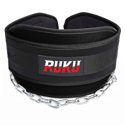 RUKU Dipping Belt Body Building Weight Lifting Dips and Pull ups with Long 38 Inches Chain - Ideal for Gym, Strength Training