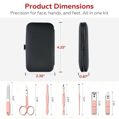 Manicure Set Nail Clippers Grooming Kit with Travel Case, Personal Care Tools Birthday Fathers Mothers Day Gifts for Men Women (Pink) - color: Pink