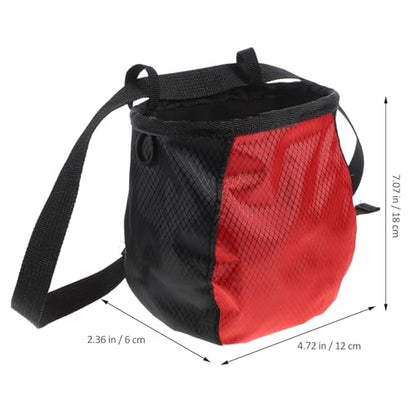 Climbing Chalk Bag Waist Pouch Adjustable Outdoor Bouldering Chalk Storage Bag for Gymnastics and Weightlifting with Drawstring Closure, Red-Black