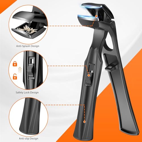 Toenail Clippers for Seniors Thick Toenails, Slanted Large Nail Clippers for Men Thick Ingrown Nails with Wide Opening, Heavy Duty Angled Head Nail Clipper Cutter with Catcher -Black - style: Slanted Wide Opening & Angled Head