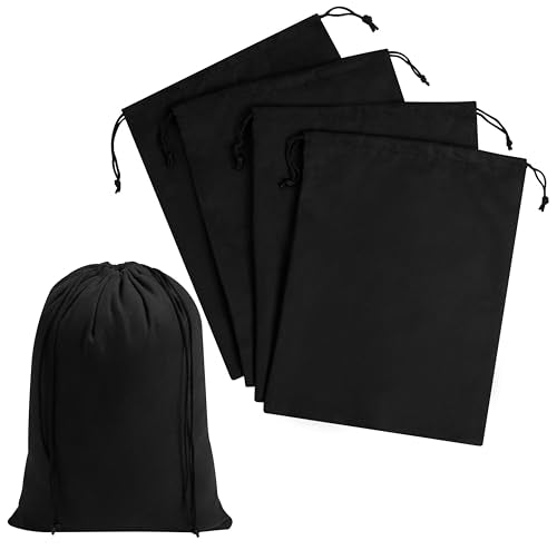 Premium Microfiber Drawstring Bags (Set of 5) – Multipurpose Travel Storage Pouches for Cords, Toiletries, Jewelry, Shoes – Durable Organizer with Strong Drawstring Closure (Black, 8 x 11 Inches) - size: 8 x 11 Inches