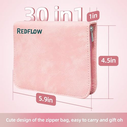 Manicure Set 30 in 1 Nail Clipper set, REDFLOW nail clippers, fingernail & toenail clippers, Manicure Tools, pedicure tools, Suitable for Travel Manicure Kit, Nail Set Kit With Everything Profe - color: Pink