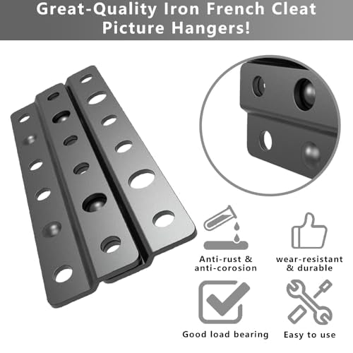 Metal Interlocking French Cleat Picture Hanger 4", 4 Pairs | Heavyduty Wall Mounting Bracket- Z-style Picture Hanger Bracket Kit for Frames, Mirrors, Shelves, Art, Whiteboards (4, 4") - size: 4 Inch