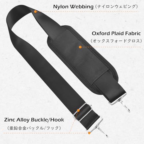 Bag Shoulder Strap Replacement Adjustable Strap with Padded Metal Hooks for Crossbody Bags Messenger Bags Laptops - color: 01# Black with Padded