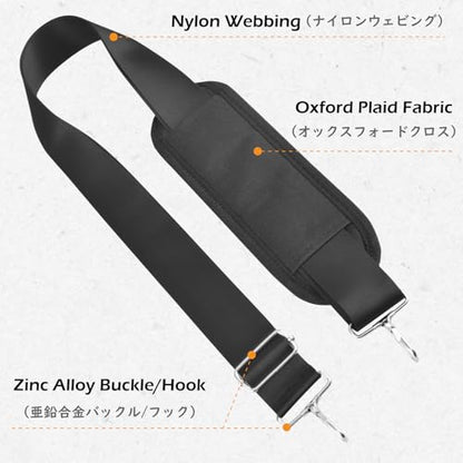 Bag Shoulder Strap Replacement Adjustable Strap with Padded Metal Hooks for Crossbody Bags Messenger Bags Laptops - color: 01# Black with Padded