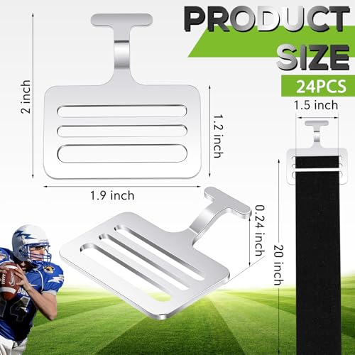 Fabbay Shoulder Pad T Hook with Elastic Strap,Include Silver Metallic Football T Hook for Youth Adult Football Shoulder Pad Straps - size: 1.5 Inch