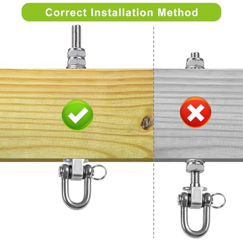 SELEWARE Heavy Duty Stainless Steel Swing Hangers with Bearings (Set of 2), Swing Bolts M10 x 9", 1800LB Capacity for Wood & Steel Beams, Yoga Hammock, Porch Swing - color: D (9 Inch, 2 Pack)