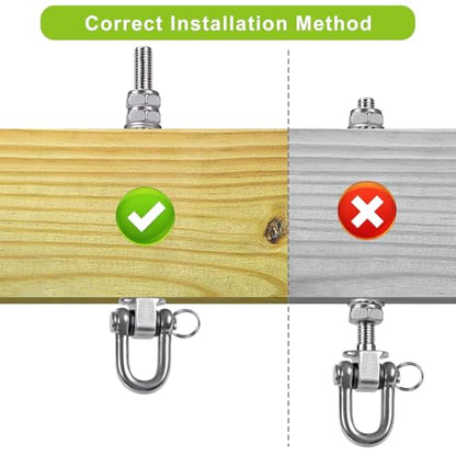 SELEWARE Heavy Duty Stainless Steel Swing Hangers with Bearings (Set of 2), Swing Bolts M10 x 9", 1800LB Capacity for Wood & Steel Beams, Yoga Hammock, Porch Swing - color: D (9 Inch, 2 Pack)