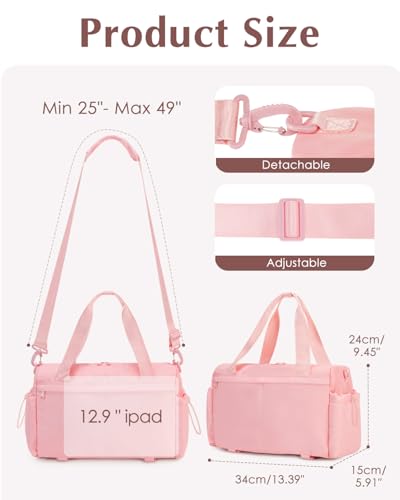 Small Gym Bag, Mini Gym Bag with Yoga Mat Holder & Wet Compartment, Pink | Yoga Mat Bag, Water Bottle Pocket, Detachable and Adjustable Shoulder Strap, Mini Duffle Bag for Workout Travel Dance - color: Pink