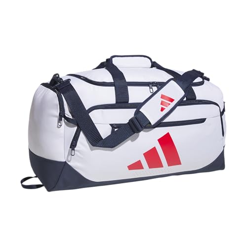 adidas Defender 5 Duffel Bag for Sports, Gym and Travel, White/Night Indigo/Pure Ruby Red, OSFA - color: White/Night Indigo/Pure Ruby Red/Medium 59L, style: Medium 59l