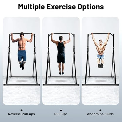 Foldable Power Tower Pull Up Bar Station, 440LBS Stable Pull Up Dip Station, Adjustable Height Workout Pull Up Tower Station Gym Strength Training Equipment for Home Gym Strength Training Equipment