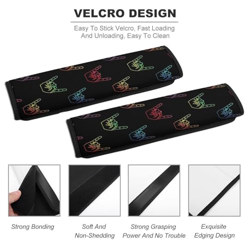 1 Pair Universal Fit Seat Belt Cover for Elderly Support, Most Cars, ASL I Love You Sign Language Seat Belt Cushion, Neck and Shoulder Support - color: Pattern 221