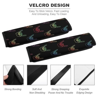 1 Pair Universal Fit Seat Belt Cover for Elderly Support, Most Cars, ASL I Love You Sign Language Seat Belt Cushion, Neck and Shoulder Support - color: Pattern 221