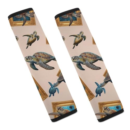 2 Piece Ocean Sea Turtle Art Car Seat Belt Pad Breathable Seat Belt Cushion for Child, Stroller Pushchair High Chair, Easy Install (No Tool) - color: Pattern 840