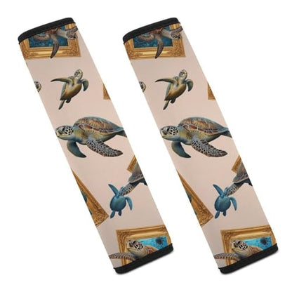 2 Piece Ocean Sea Turtle Art Car Seat Belt Pad Breathable Seat Belt Cushion for Child, Stroller Pushchair High Chair, Easy Install (No Tool) - color: Pattern 840